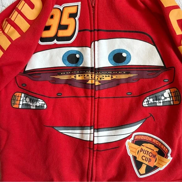 Disney Cars Zip Up Hoodie Hoody Boys 5 6 Sweatshirt McQueen - Picture 3 of 7